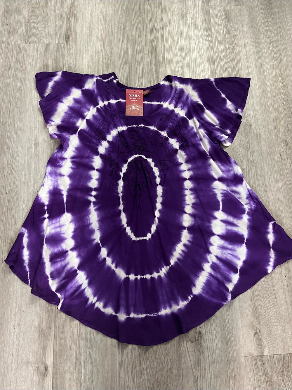 🔥195–NWT Tie-Dye Purple & White Women's Tunic Top